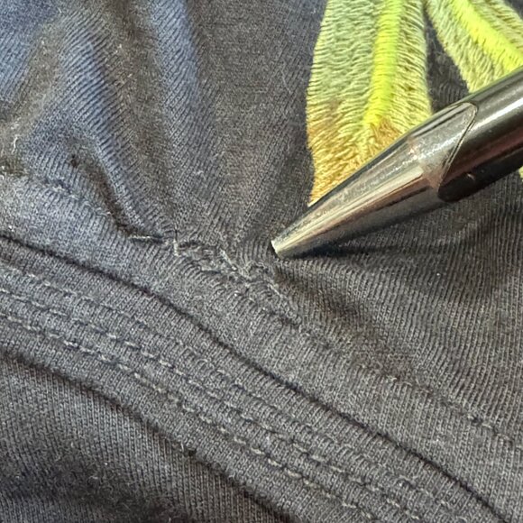 Johnny Was Gracey Trapunto Embroidered Floral Butterfly Boho Black Tee (Size M) - Picture 12 of 12